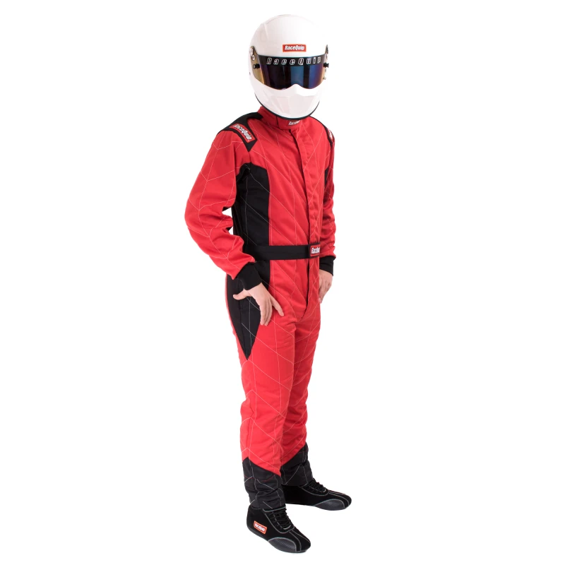 RaceQuip Rote Chevron-5 Anzug SFI-5 - Medium Groß