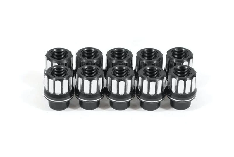 BMR Radschrauben-Set 14mm x 1,50 RH Konisch 12-Punkt Aluminium (Satz von 10) - Schwarz Elinoxiert