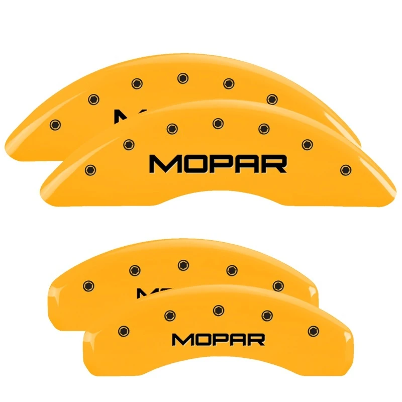 MGP 4 Bremse Caliper-Abdeckungen Graviert Vorne & Hinten Mopar Gelb Finish Schwarz Char 2004 Chrysler Pacifica