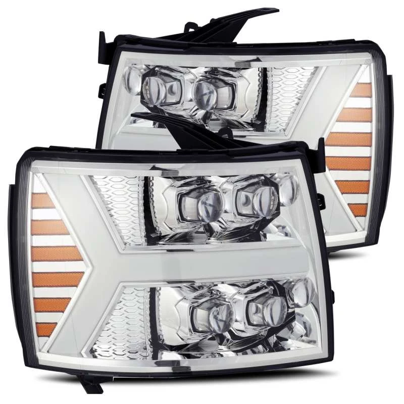 AlphaRex 07-13 Chevy 1500HD NOVA LED Proj Scheinwerfer Plank Style Chrm mit Aktiv Licht/Seq Signal