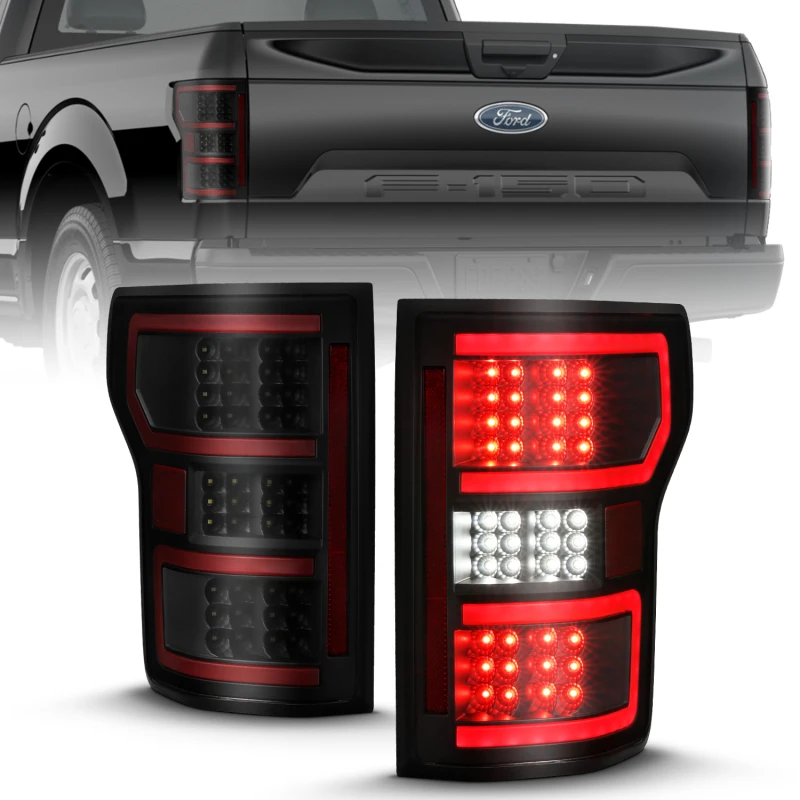 ANZO 18-19 Ford F-150 LED-Rückfahrscheinwerfer Schwarz Gehäuse Klarlinse Rote Lichtleiste mit sequenzieller Steuerung
