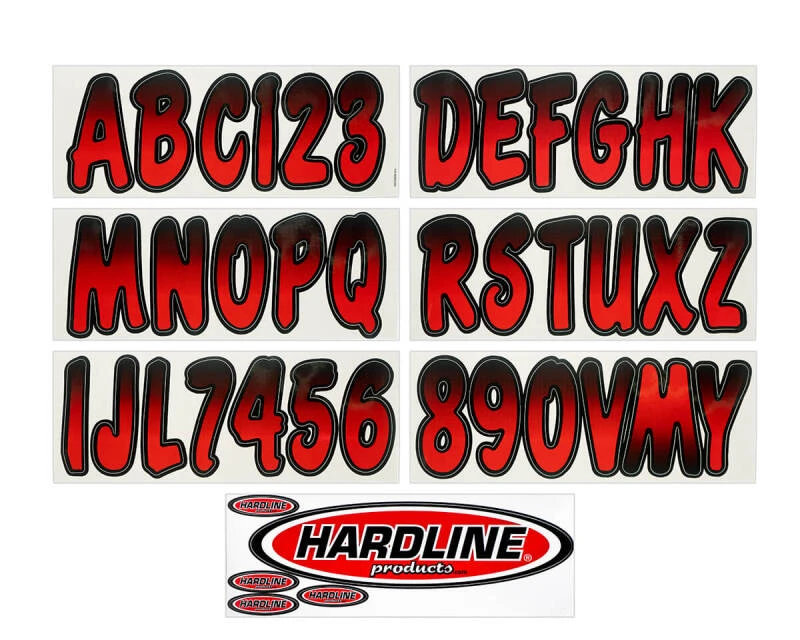Hardline Boat Lettering Registration Kit 3 in. - Red/Black