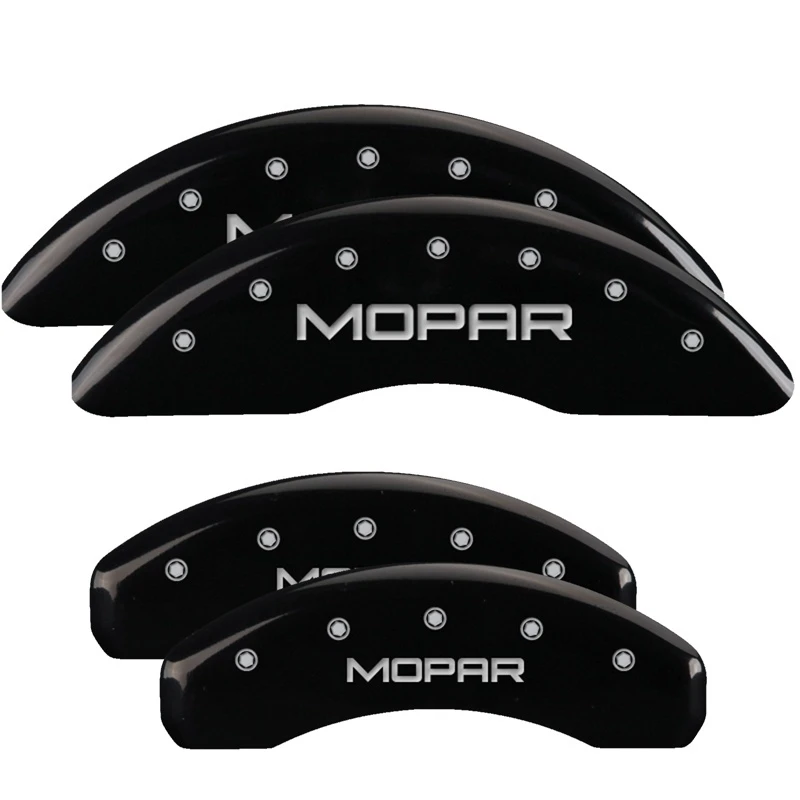 MGP 4 Bremse Caliper Abdeckungen Gravur Vorne & Hinten MOPAR Schwarz Finish Silber