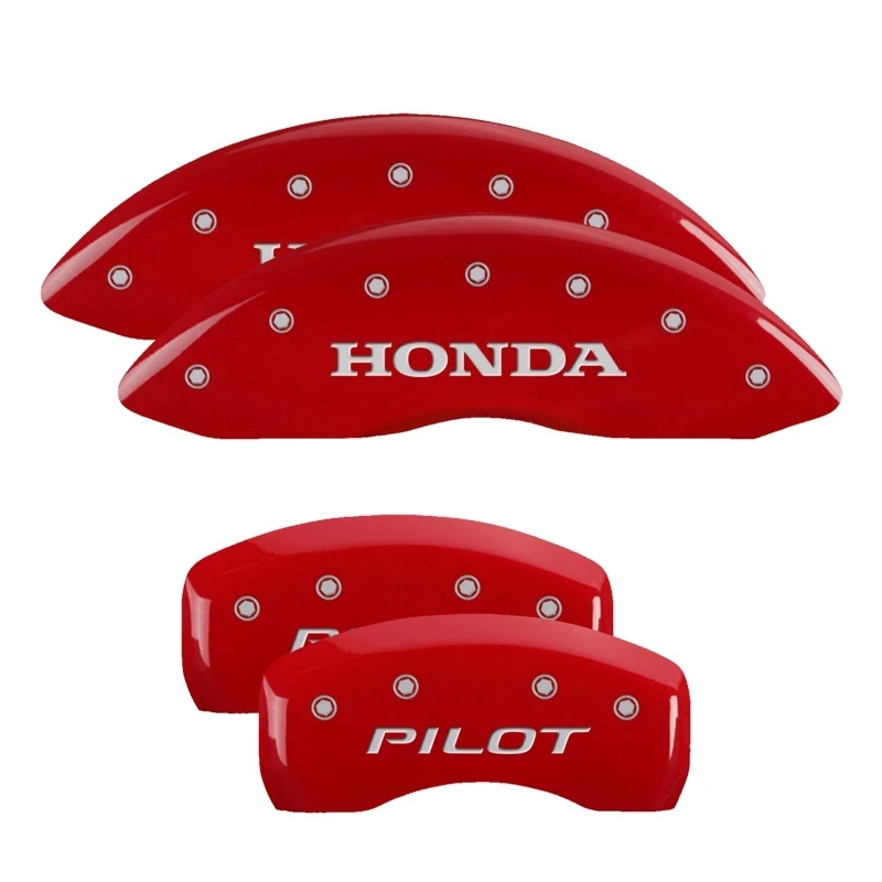 MGP 4 Bremse Caliper-Abdeckungen Graviert Vorne Honda Graviert Hinten Pilot/2016 Rot Finish Silber ch