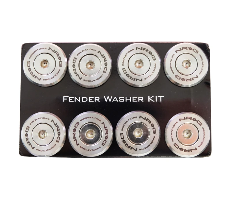 NRG M Style Fender Washer Kit TI Series M6 Bolts For Metal (Silver Washer/Silver Screw) – Set of 10