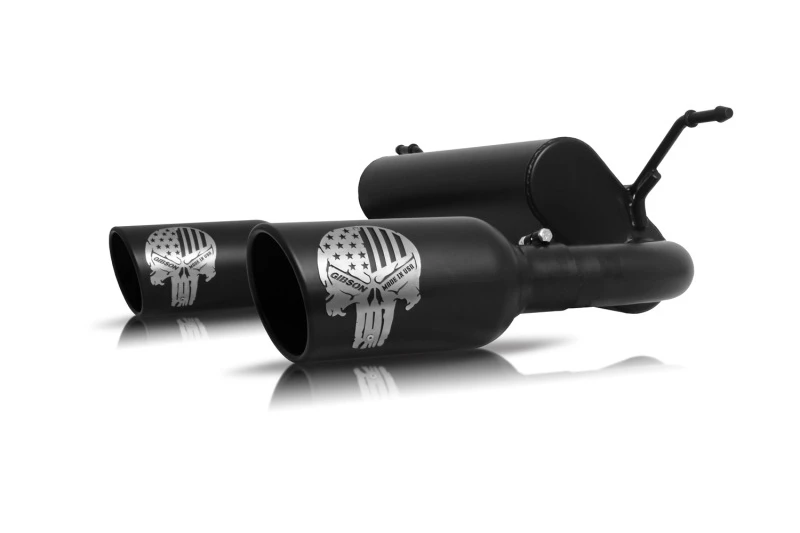 Gibson 12-17 Jeep Wrangler Sport 3.6L 2.5 Zoll Patriot Skull-Serie Cat-Back Dual Auspuff - Schwarz Keramik