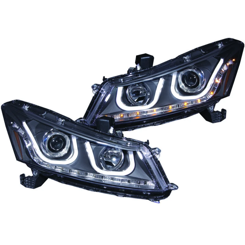 ANZO 2008-2012 Honda Accord Projektor-Scheinwerfer mit U-Bar Schwarz