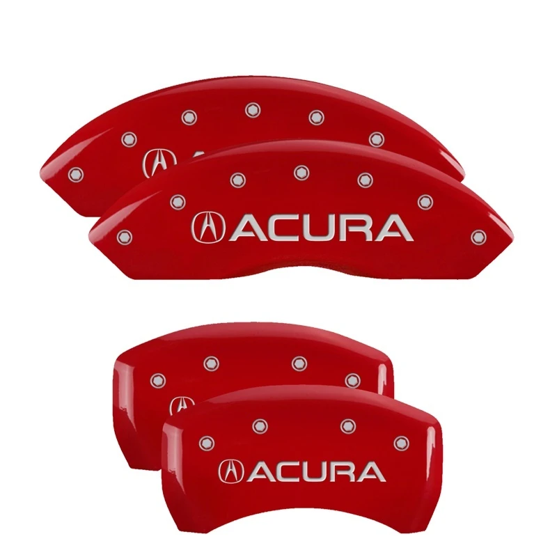 MGP 4 Bremse Caliper Abdeckungen Graviert Vorne & Hinten Acura Rot Finish Silber