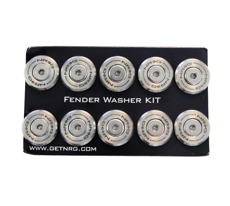 NRG M-Style Fender Washer Kit (TI Series) M6 Bolts For Plastic (Silver Wshr/Silver Scrw) – Set of 10