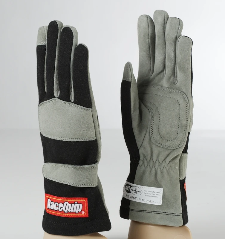 RaceQuip Schwarze 1-Schicht SFI-1 Handschuh - Groß