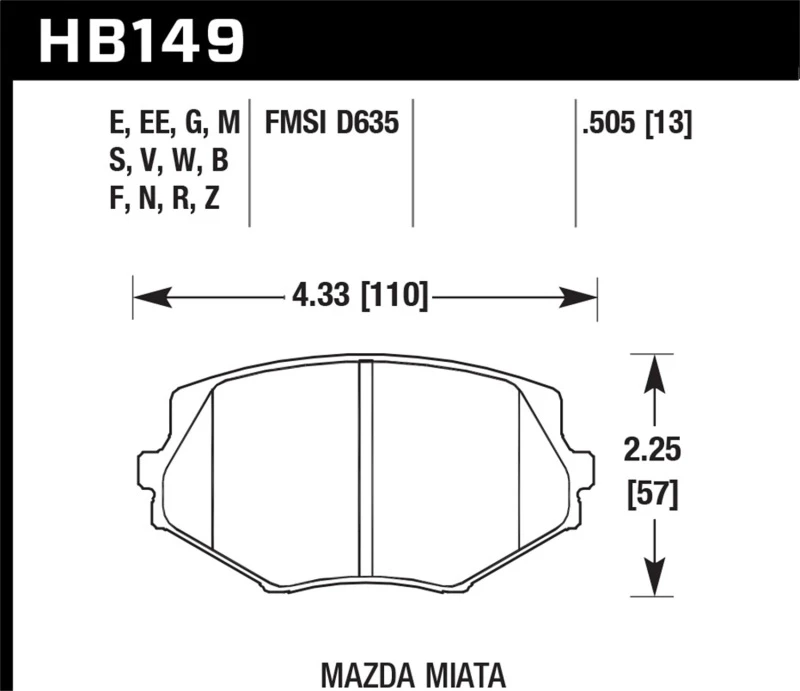 Hawk 94-05 Miata / 01-05 Normale Federung HP+ Straßenbremsbeläge vorne (D635)