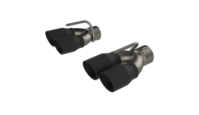 QTP 15-18 Dodge Challenger 6.2L/6.4L 304SS Screamer Exhaust 3in Quad Tip Adapter w/Black Tips