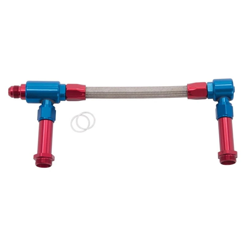 Russell Performance -8 AN zu -8 AN ProFlex Holley 4150 Dual Inlet Carb Kit (Rot/Blau)