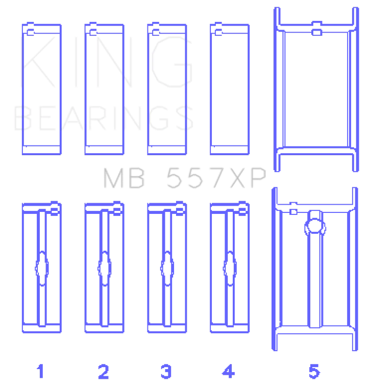 King Engine Bearings General Motors 262/267/302/307/327/350 (Size STDX) Main Bearing Set