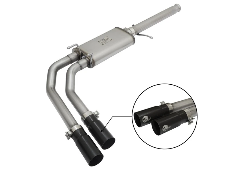aFe Rebel Series CB 3in Middle Side Exit SS Exht mit schwarzen Spitzen 09-16 Chevy Silverado/GMC Sierra 1500