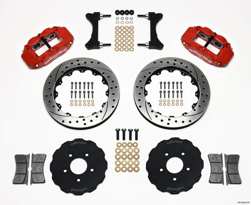 Wilwood Narrow Superlite 6R Front Hat Kit 13.06in Drilled Red for Mitsubishi EVO VIII