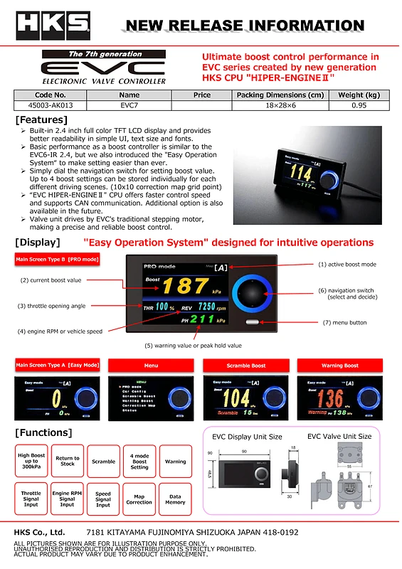 HKS EVC7-IR 2.4 Boost Controller