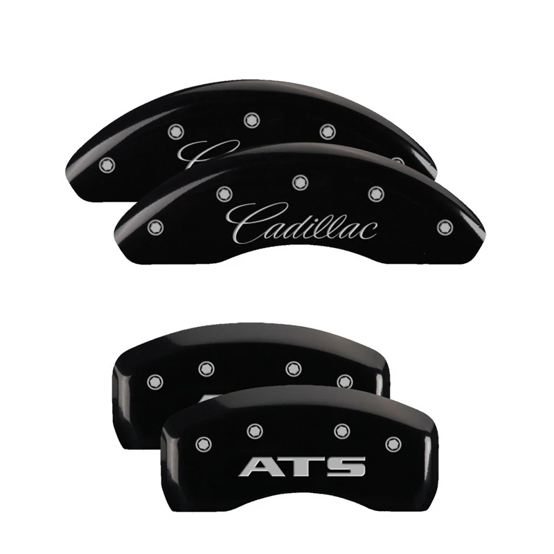 MGP 4 Bremse Caliper Abdeckungen Graviert Vorne Cadillac Graviert Hinten ATS Schwarz finish Silber ch