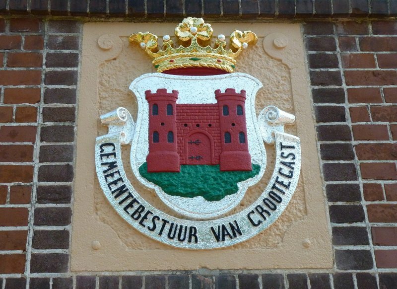 Verguld-, verzilverwerk en polychromie gemeentewapen Grootegast in opdracht van schildersbedrijf Krijthe