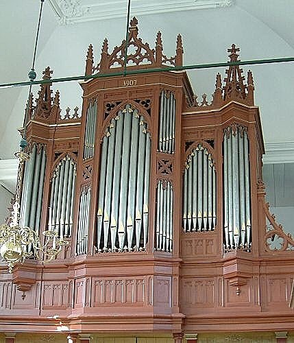 Houtimitatie en verguldwerk orgel kerk Eelde in opdracht van protestantse gemeente Eelde Paterswolde