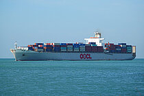 OOCL AMERICA — Container Ship, The Hong Kong Special Administrative Region of the People's Republic of China flag, built 1995