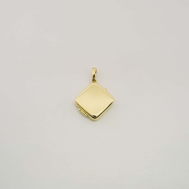 Small square 14k gold locket pendant with custom