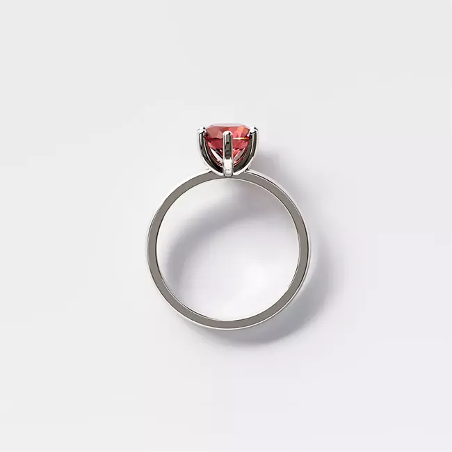 minimal 6 prong solid gold ring red ruby stone 130 ct side view