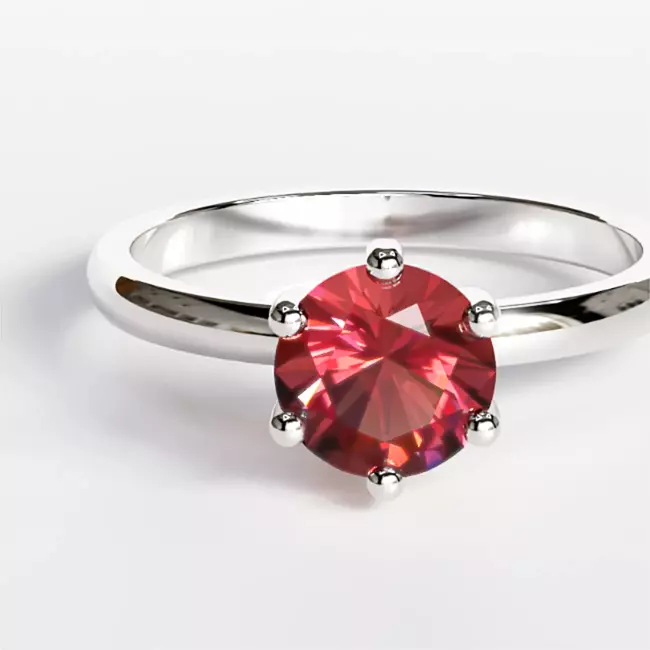 minimal 6 prong solid gold ring red ruby stone 130 ct closeup