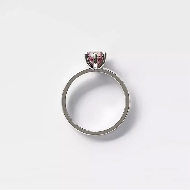 minimal 6 prong solid gold ring rose kunzite stone 084 ct side view