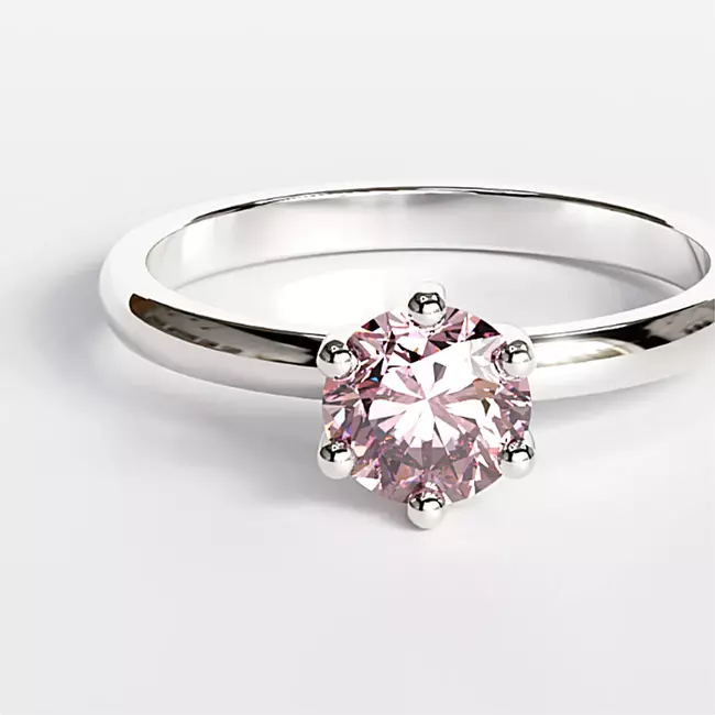 minimal 6 prong solid gold ring rose kunzite stone 084 ct closeup