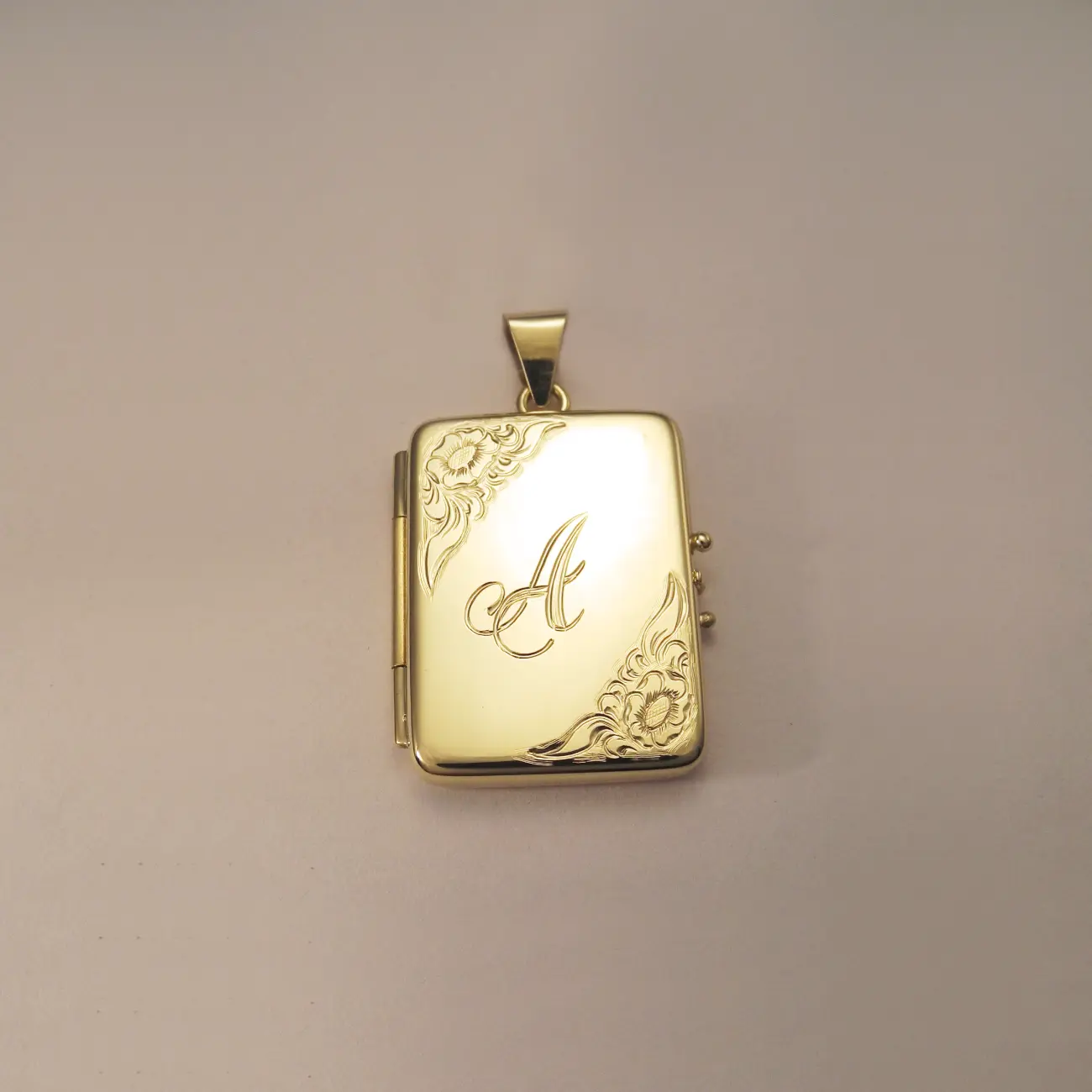 14k solid gold square locket pendant with custom