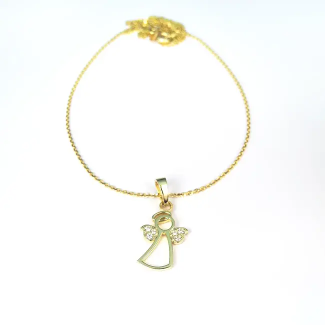 pendentif ange sur collier en or massif jaune 14 carats