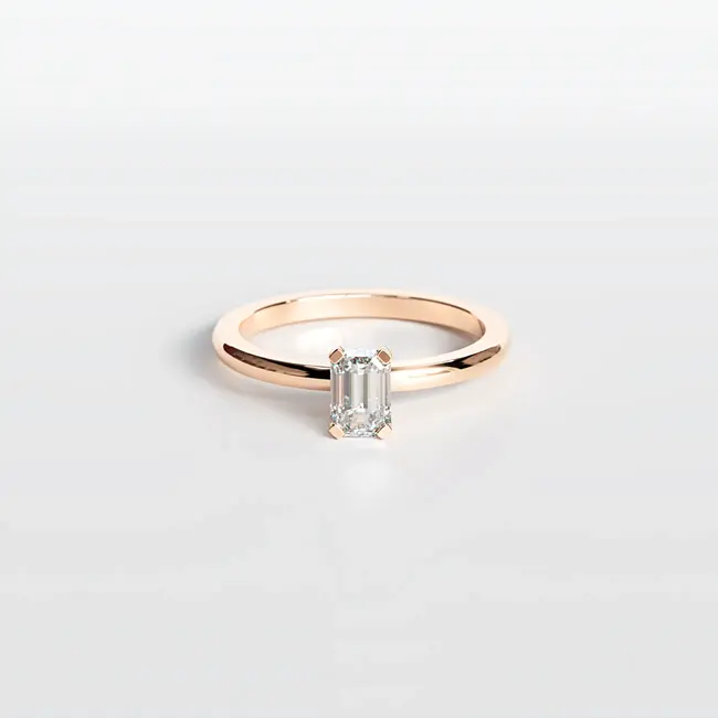 minimalističen zaročni prstani roza zlato moissanit ali diamant 6x4 mm