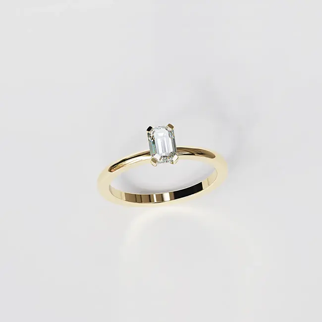 minimalističen zaročni prstani rumeno zlato moissanit ali diamant 6x4 mm