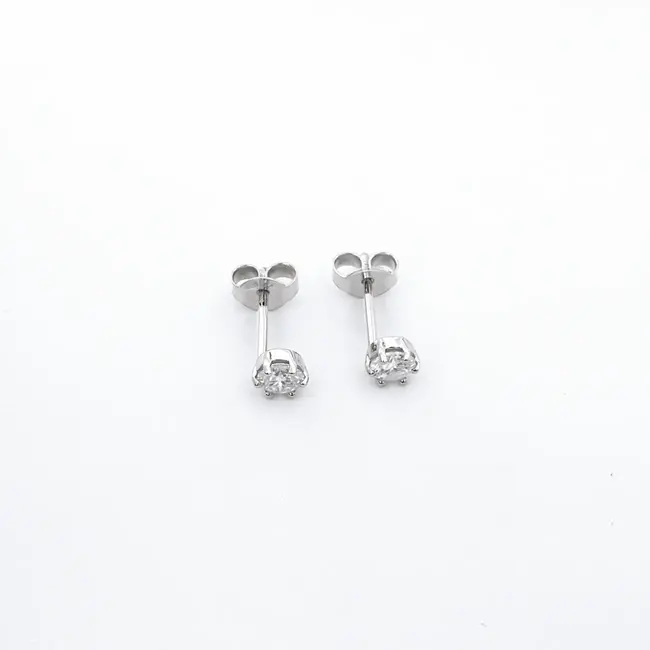 enostavni uhani z diamantom 2x 0.20 ct belo zlato