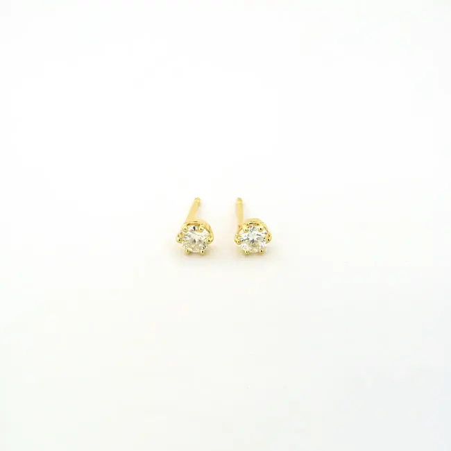 uhani z diamantom 2x 0.10 ct rumeno zlato od blizu