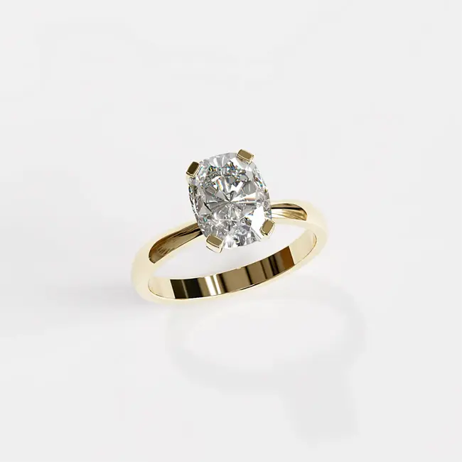 rumeno zlato cushion diamant soliter zaročni prstan