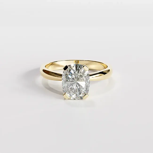 rumeno zlato cushion moissanite soliter zaročni prstan