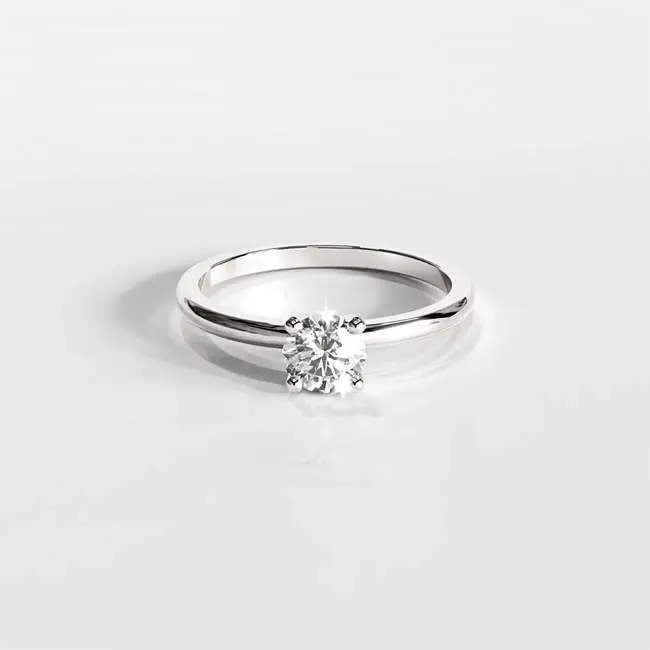 Verlovingsring met minimalistische ronde slijping, 0,5 ct laboratoriumdiamant, wit massief goud