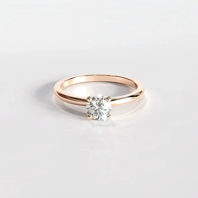 Verlovingsring met minimalistische ronde slijping van 0,5 ct laboratoriumdiamant, massief roségoud.