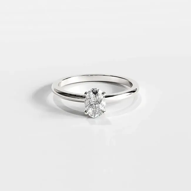 Verlovingsring met minimalistische ovale slijping, 0,5-0,6 ct laboratoriumdiamant, witgouden massief
