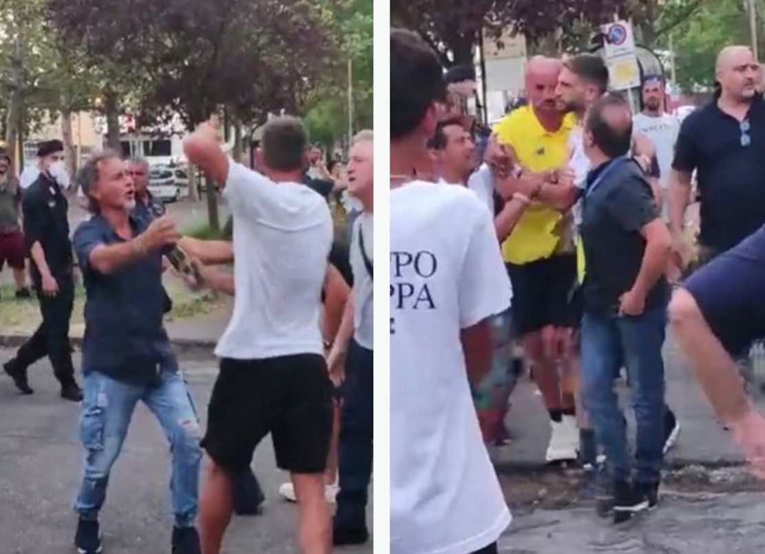 Livid Berardi tries to get to the abusive fan