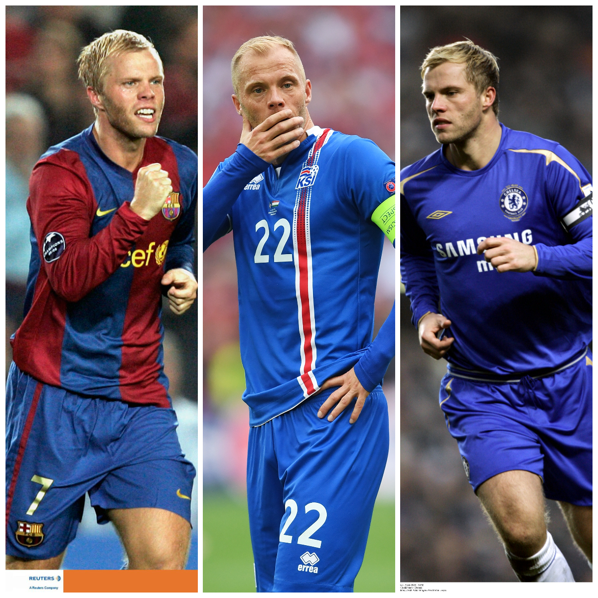 Gudjohnsen playing for Barca, Iceland and Chelsea (©Gallo images)