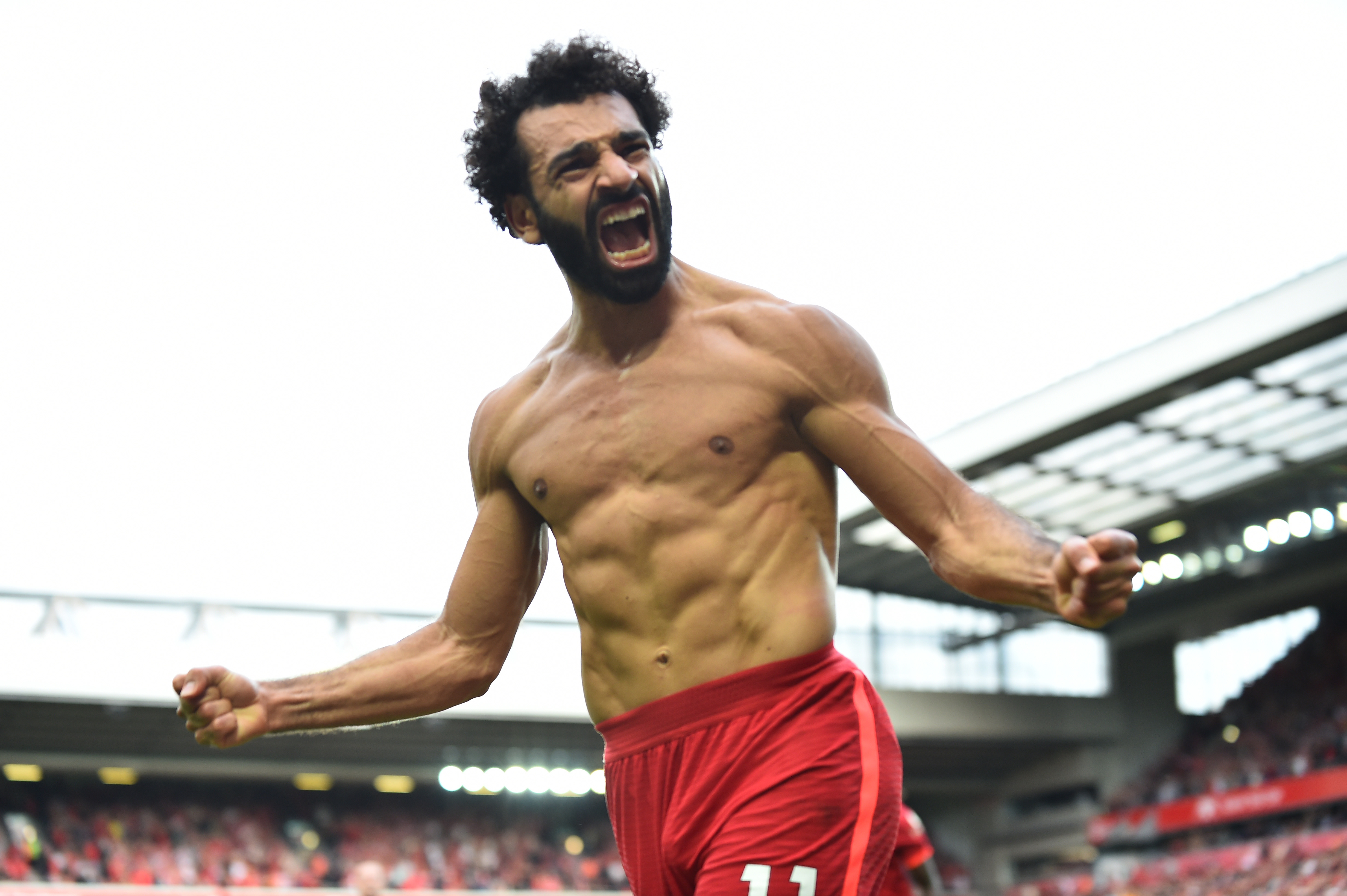 Mo Salah celebrates (©REUTERS/Peter Powell)