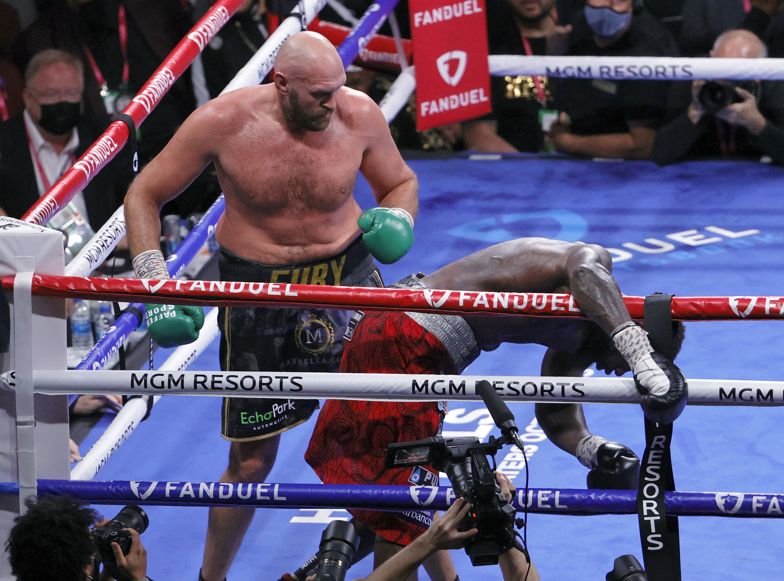 Wilder on the ropes (©Ethan Miller/Getty Images)