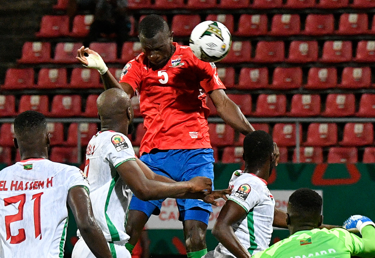 Omar Colley comes close for Gambia (AFP)