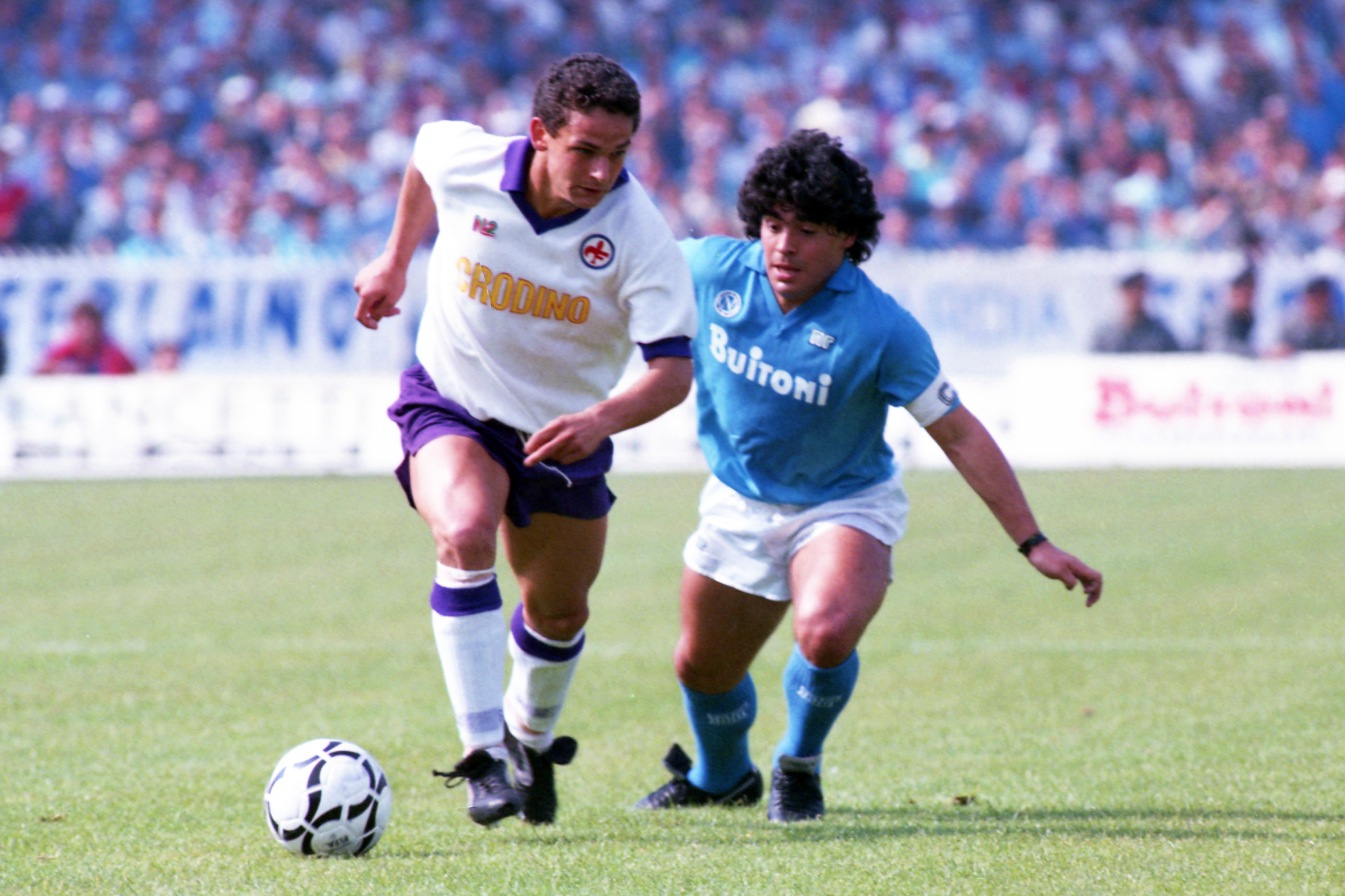 Baggio against Diego back in 1987 (©Etsuo Hara/Getty Images)