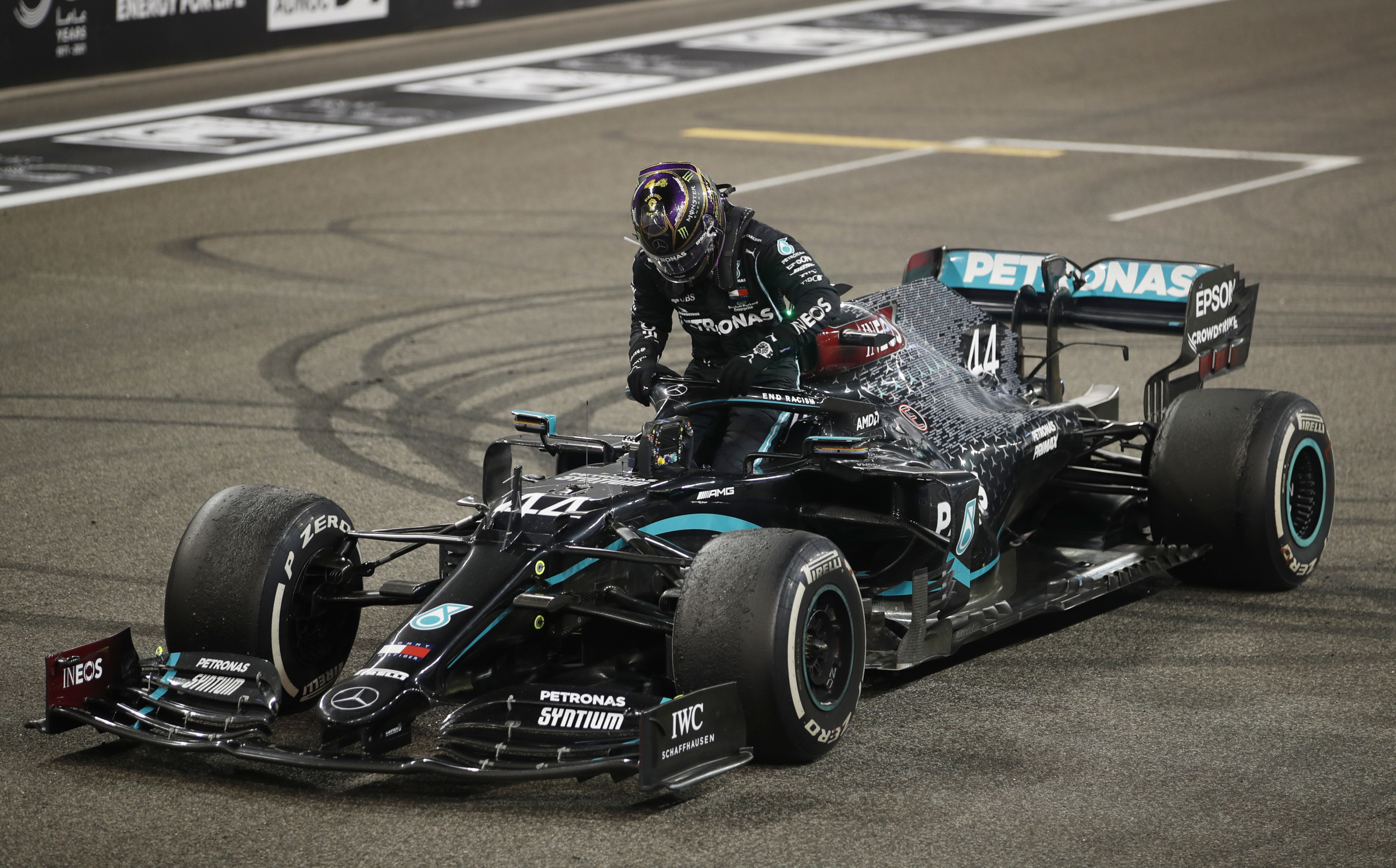 Hamilton after last season's Abu Dhabi Grand Prix (©Reuters)