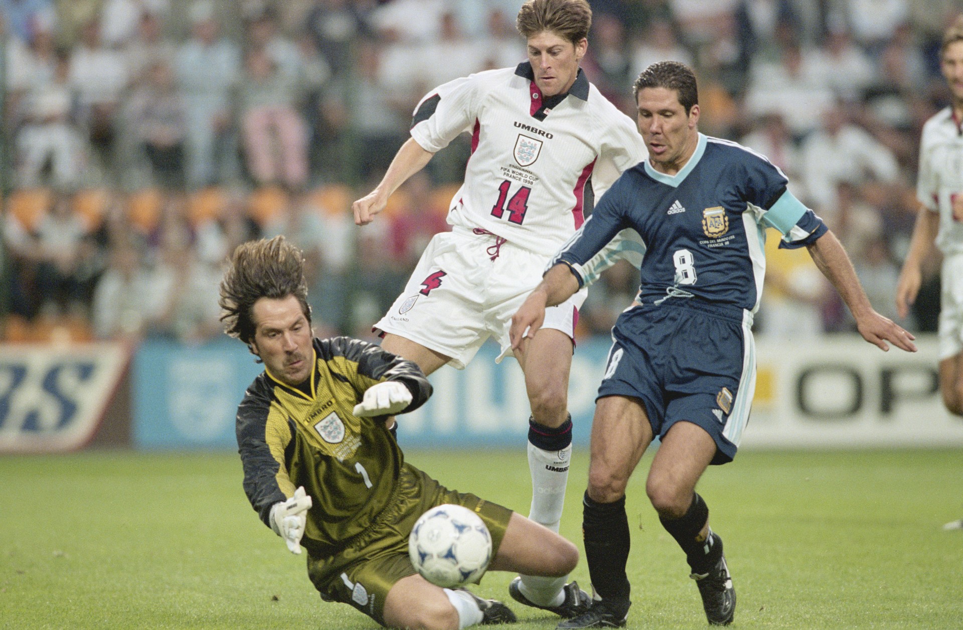 Cholo against England in that notrious 1998 FIFA World Cup 1/8 finals (©Doug Pensinger /Allsport)