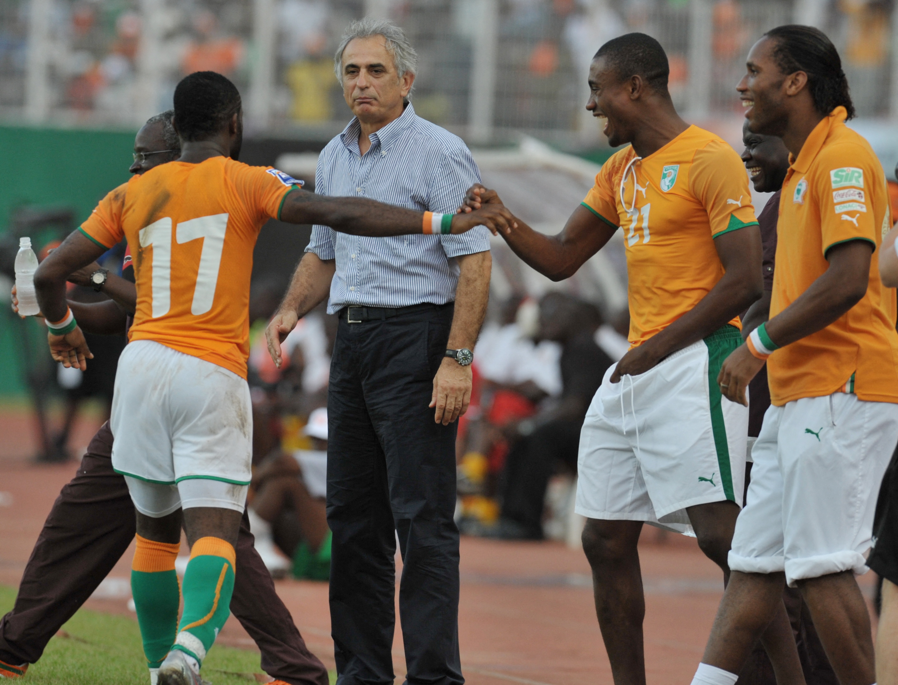 Vaha with Kalou and Drogba back in 2010 (©AFP)